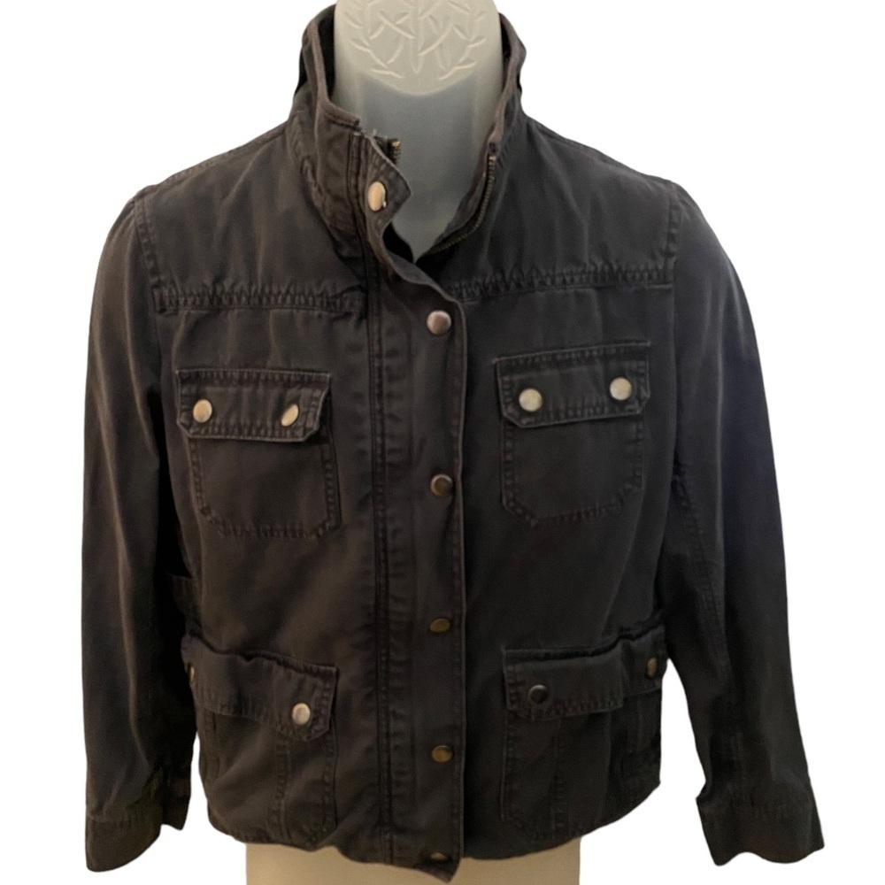 Kut from the KLOTH Gray Utility Full Zip Button Jacket Women M Medium